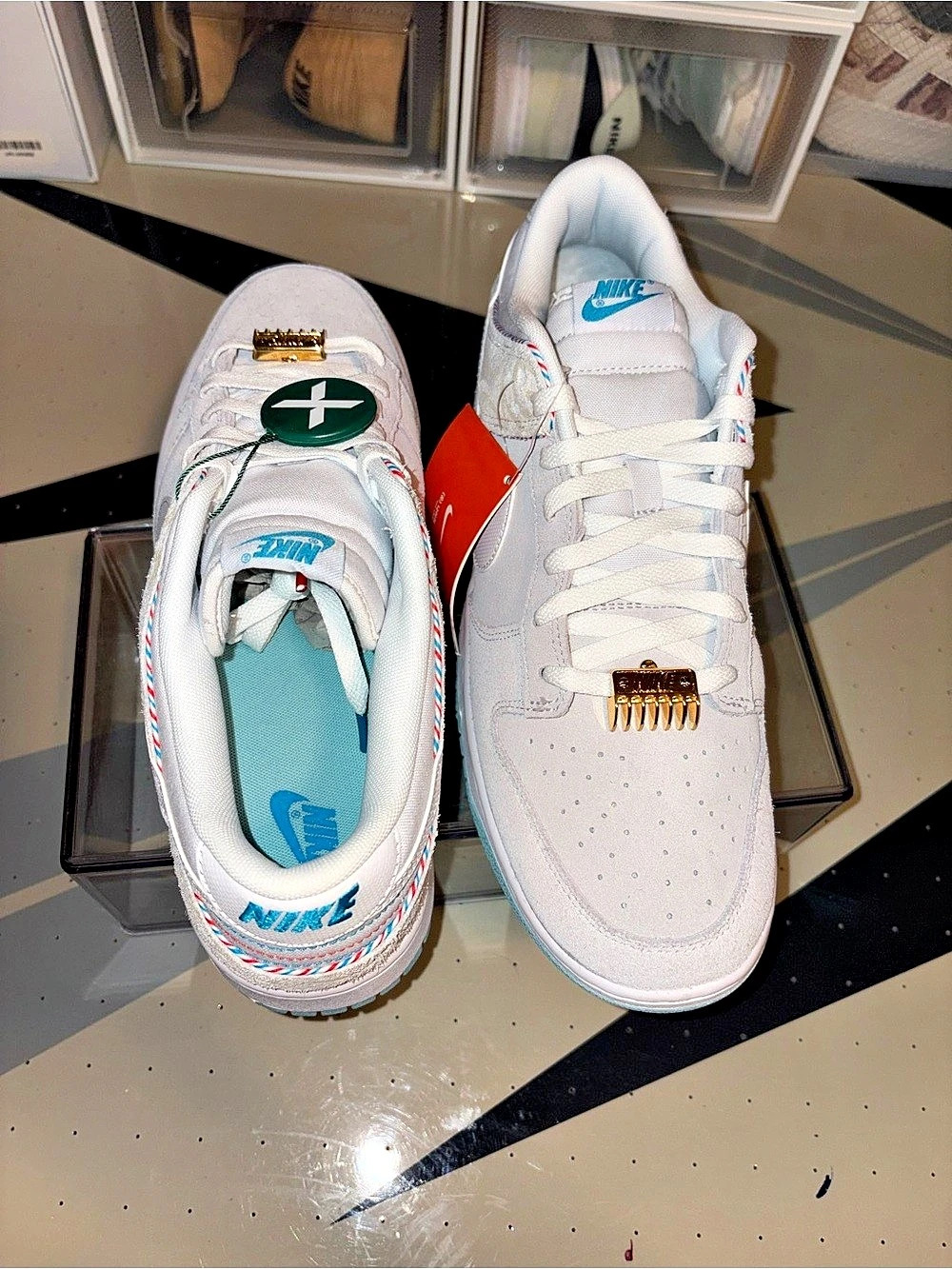 Nike Dunk Low Sneakers White & Blue US 12.5 Like New